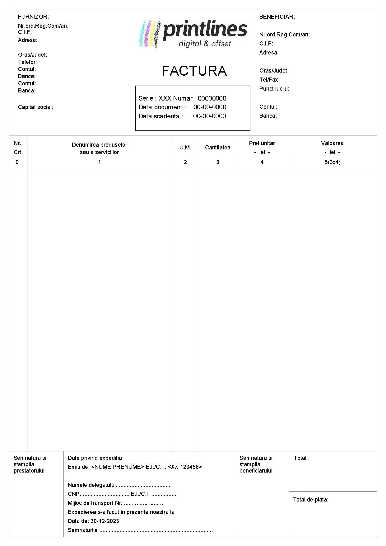 Template facturi emise din vechiul program